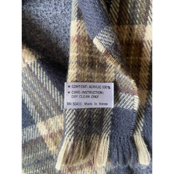 Brown Plaid Rectangle Scarf Acrylic 8" x 60" - Picture 2 of 5